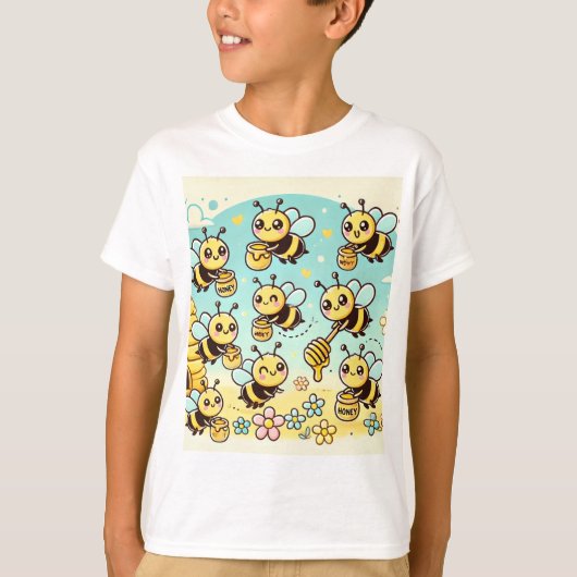 T-shirt Buzzing with Sweetness : Cartoon Bees Collectionne (Devant)