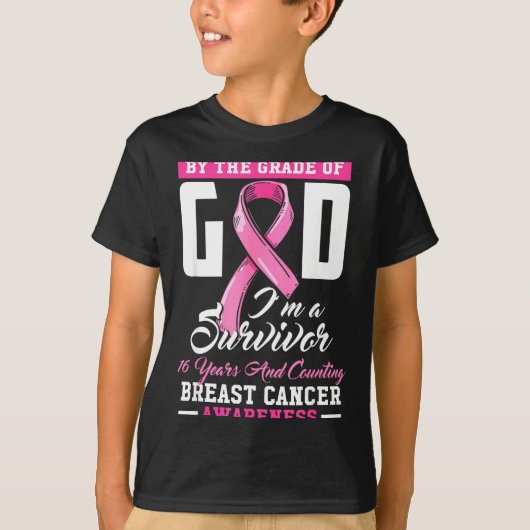 T-shirt By The Grace Of God Survivor 16 Year Breast Cancer (Devant)