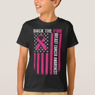 T-shirt Byck Pink Breast Cancer Awareness Usa Drapeau Pin