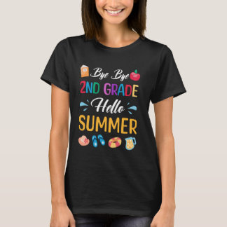 T-shirt Bye Bye 2e année Bonjour été amusant enseignant St