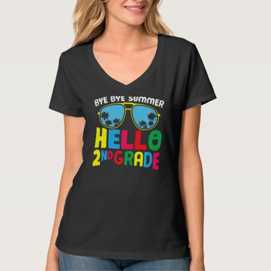 T-shirt Bye Bye Summer Hello Second Grade Mignonne 2e Grad (Devant)