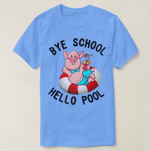 T-shirt Bye School Hello Pool Pig Swimming Premium (Design devant)