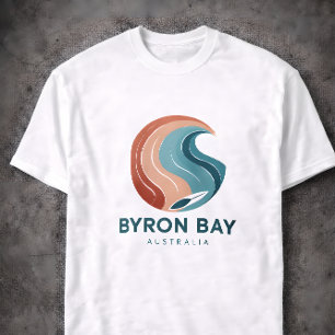 T-Shirt Byron Bay Australie Logo Rétro Vague Vinta