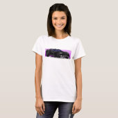 T-shirt C7 Corvette noire Sportscar avec bande rose (Devant entier)
