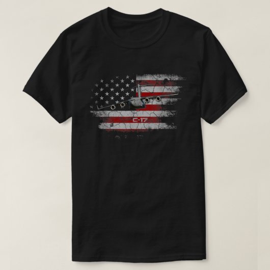 T-shirt C-17 Globemaster Military Transport Airplane Flag  (Design devant)