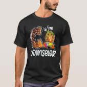 T-shirt C Is For Counselor Leopard Pumpkin Fall Thanksgivi (Devant)
