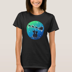 T-shirt C Noël Santa Traîneau Renne Chats Femmes Filles C