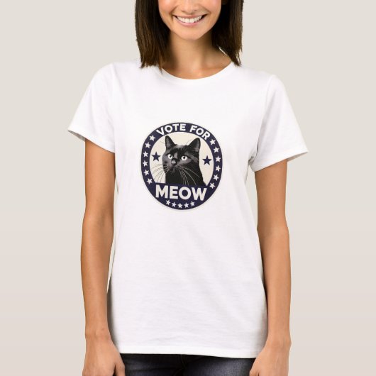 T-shirt c Vote pour Meow - un chat noir mignon (Devant)