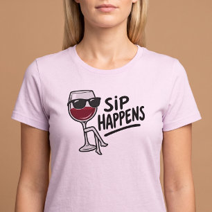 T-shirt Ça arrive au verre Vin Drôle