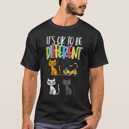 T-shirt Ça va d'être différent Puzzle de chat mignon Autis (Devant)