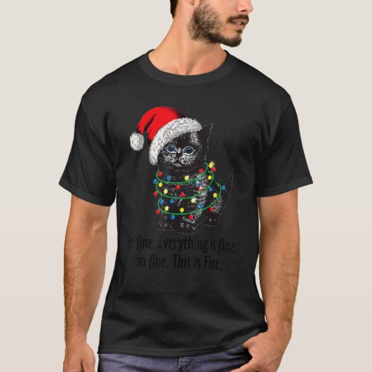 T-shirt Ça va, je vais bien tout va bien Chat Noël (Devant)