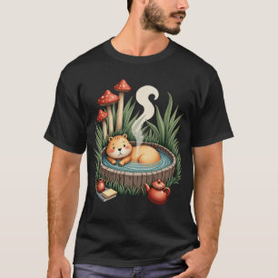 T-shirt Cabane Capybara au Source Thermale Champignon Cott