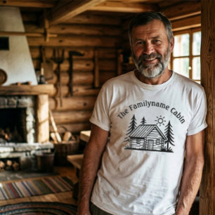 T-shirt Cabane en rondins dessinée à la main et personnali