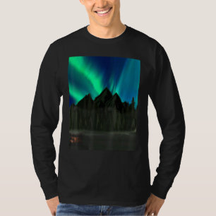 T-shirt Cabine Dans Les Montagnes Une Nuit Aurora