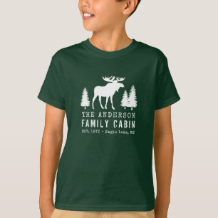 T-shirt Cabine de famille Rustic Moose Pine Trees Silhouet