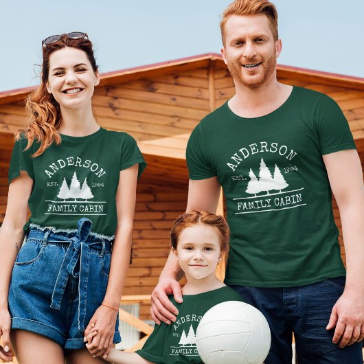T-shirt Cabine Nom de famille Pine Trees verts