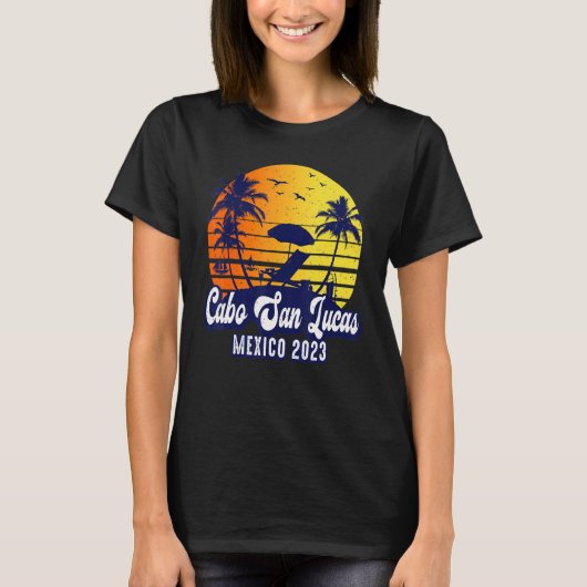 T-shirt Cabo San Lucas 2023 Mexico Sunset Beach Retro_1 (Devant)