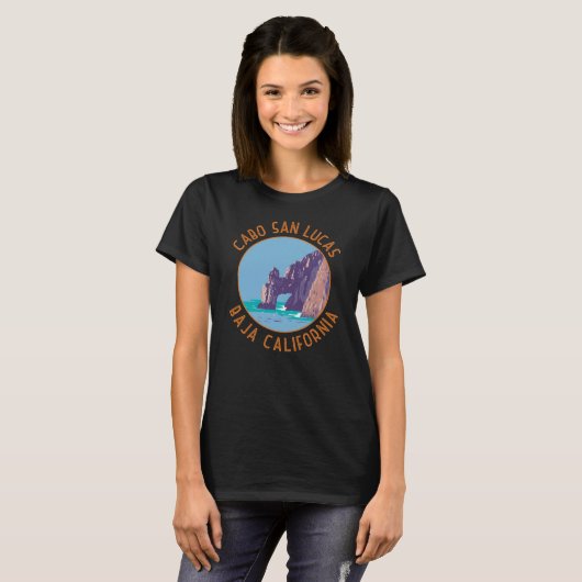 T-shirt Cabo San Lucas Arch Mexique Retro Cercle en détres (Devant entier)