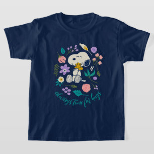 T-shirt cacahuètes en fleur   Snoopy & Woodstock Flower Hu