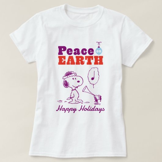 T-shirt cacahuètes | Peace on Earth Snoopy & Woodstock (Design devant)