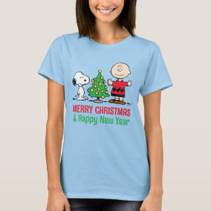 T-shirt cacahuètes Snoopy & Charlie Arbre de Noël Brown