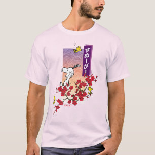 T-shirt cacahuètes Snoopy & Woodstock Branche de fleurs