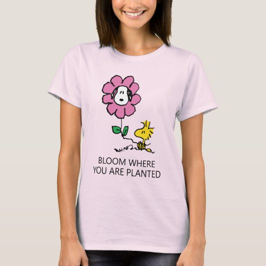 T-shirt cacahuètes | Snoopy & Woodstock Flower (Devant)