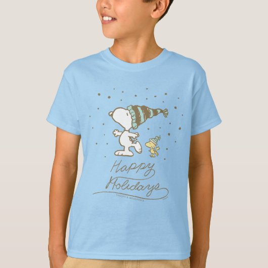 T-shirt cacahuètes | Snoopy & Woodstock Patinage d'hiver (Devant)