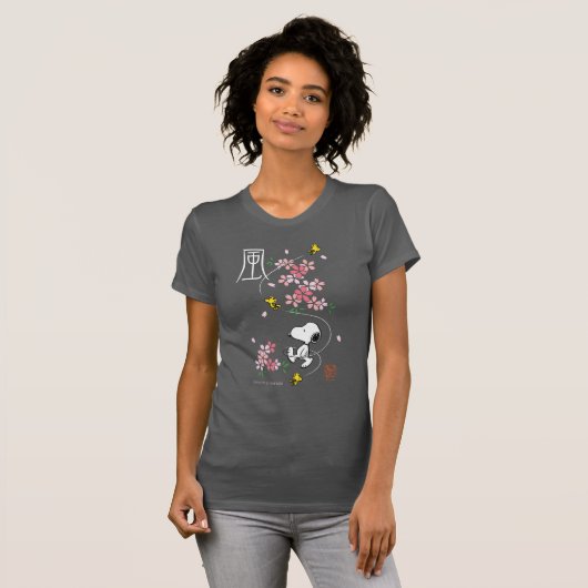 T-shirt cacahuètes | Snoopy & Woodstock Rose Spring Blosso (Devant entier)
