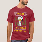 T-shirt cacahuètes | Snoopy & Woodstock Santa Claus Hug (Devant)