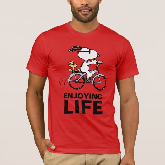 T-shirt cacahuètes | Vélo Snoopy & Woodstock (Devant)