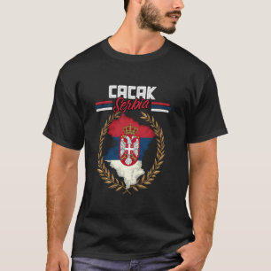 T-shirt Čačak Serbie Voyage Drapeau Serbe Carte Srbija