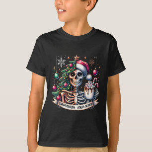 T-shirt Cacao chaud de squelette un peu joyeux un peu effr