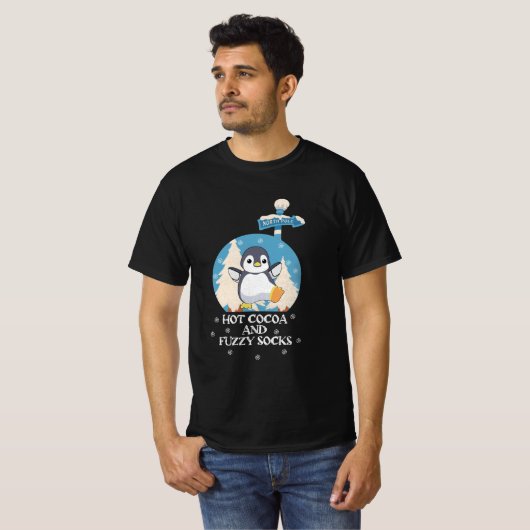 T-shirt Cacao Chaud Et Chaussettes Fuzzy | Pingouin bébé m (Devant entier)