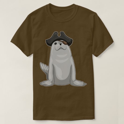 T-shirt Cache-œil de pirate pour phoque (Design devant)