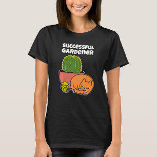 T-shirt Cactus Balle Dorée Et Chat Endormi Jardinier Réuss