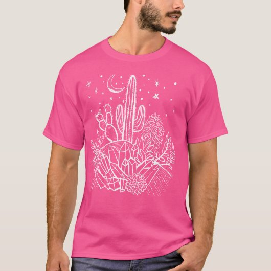 T-shirt Cactus Crystals Succulents Desert Moon Witchy Goth (Devant)