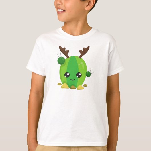 T-shirt Cactus de Noël, Cactus mignons, Antlers, Vacances (Devant)