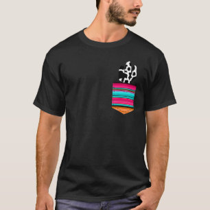 T-shirt Cactus de vache dans une poche à imprimé Serape Tu