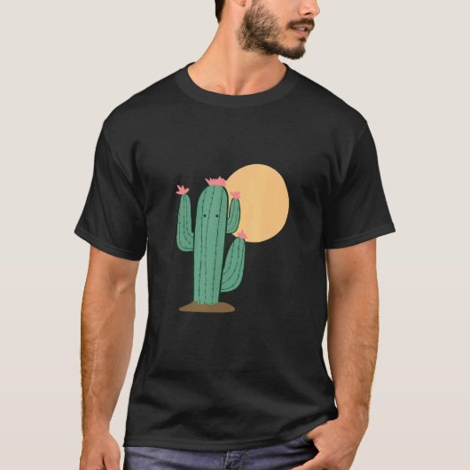 T-shirt Cactus Desert Flower Sunrise Arid Plante (Devant)
