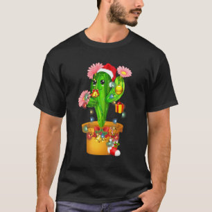 T-shirt Cactus Feux d'arbre de Noël Santa Hat Succulent P