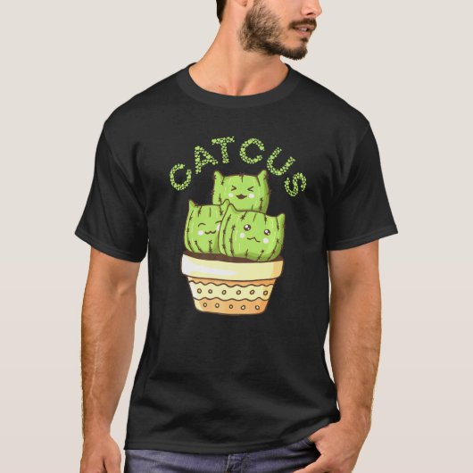 T-shirt Cactus Kitty Catcus Succulent Saguaro Chat Pun (Devant)
