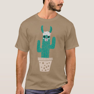 T-shirt Cactus Llama Cute Llama Avec Amme Fleur Cactus Pla