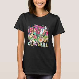 T-shirt Cactus occidental Cowgirl Texas crâne de taureau d