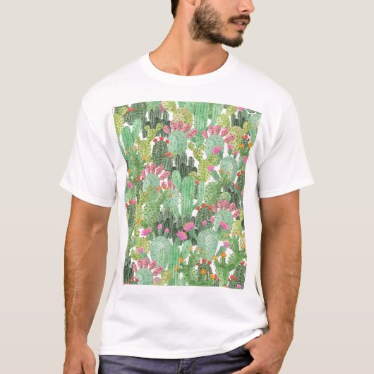 T-shirt Cactus peint à la main : Vert désert (Devant)