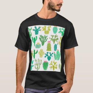 T-shirt Cactus plante : vintage ensemble floral.