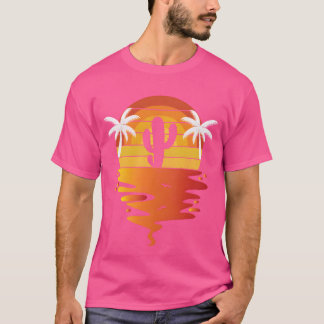 T-shirt Cactus rétro coucher de soleil 70s vintage famille