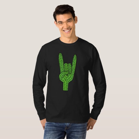 T-shirt Cactus Rock And Roll Hand Desert Plante Cactus Suc (Devant entier)
