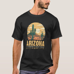 T-shirt Cactus Saguaro Rétro Désert Arizona Scène Vintage