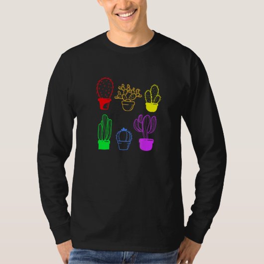T-shirt Cactus Succulent Pride Rainbow Plante Subtle Lgbt  (Devant)
